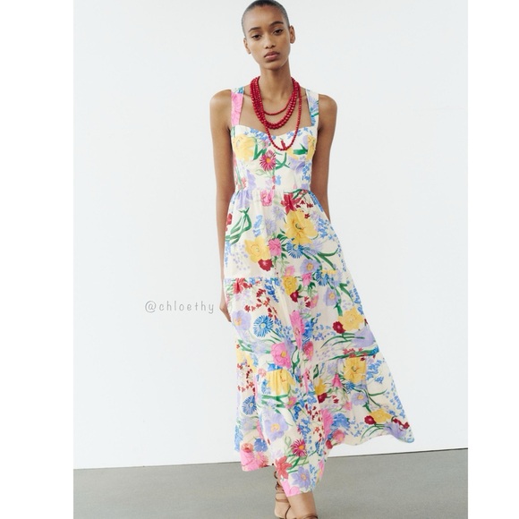 Zara FLORAL PRINT DRESS - Picture 10 of 16